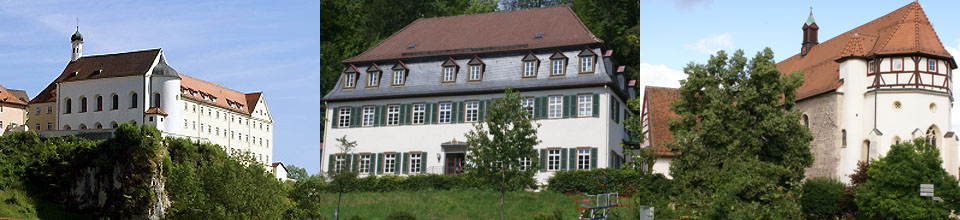 von links nach rechts: Mariaberg, Landheim Buttenhausen und Lichtenstern